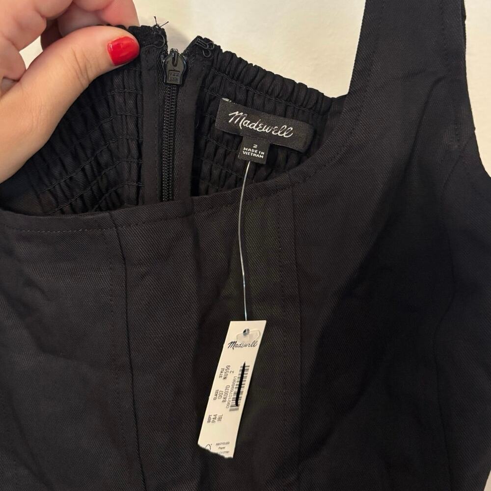 NWT Madewell Seamed Squareneck Midi Dress In Black Size 2 - Picture 6 of 9
